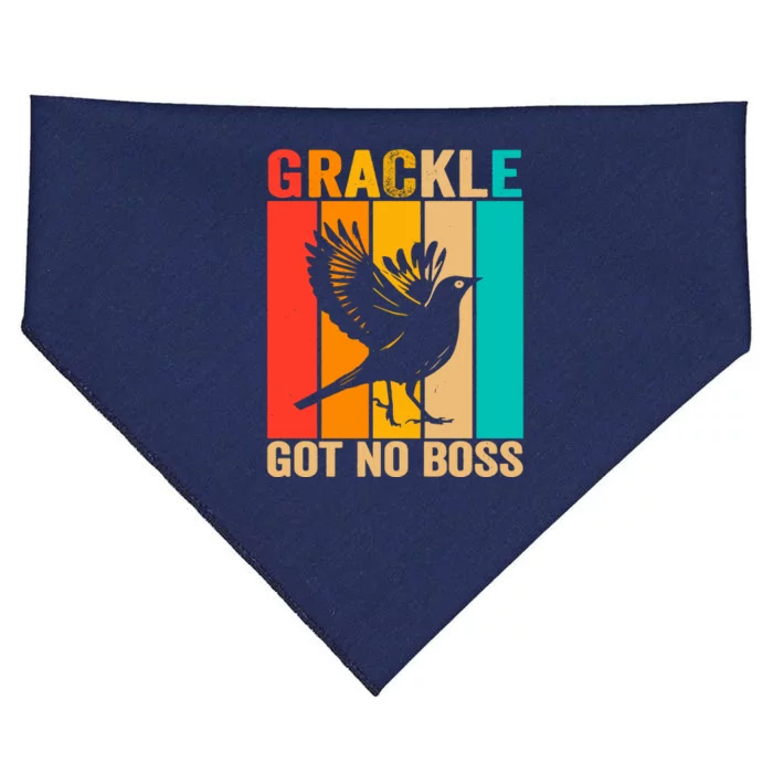 Vintage Grackle Got No Boss Funny Bird Lover  wo USA-Made Doggie Bandana