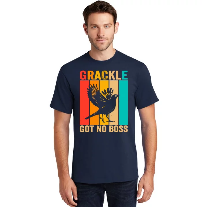 Vintage Grackle Got No Boss Funny Bird Lover  wo Tall T-Shirt