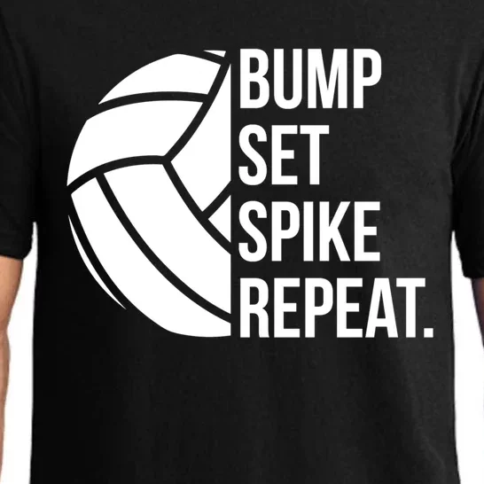 Volleyball Great Gift Hooded Funny Gift Bump Set Spike Repeat Pajama Set