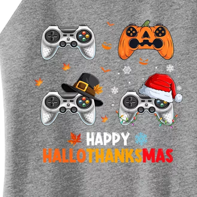 Video Game Halloween Thanksgiving Xmas Happy Hallothanksmas Gift Women’s Perfect Tri Rocker Tank