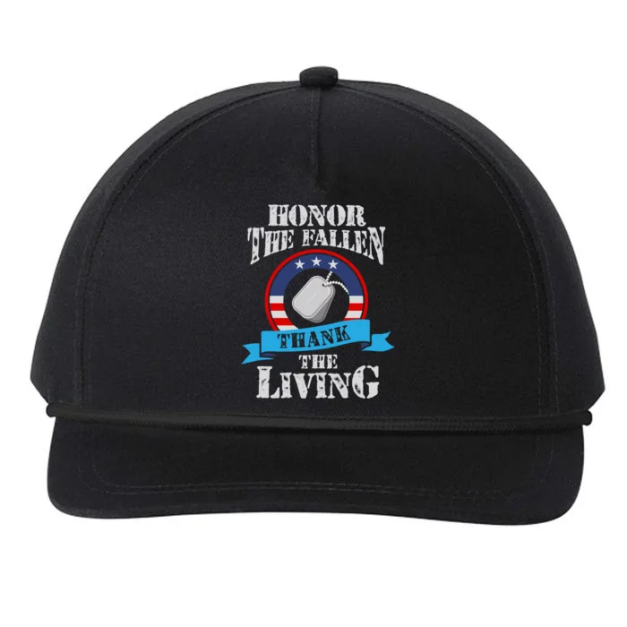 Veteran Gift Honor The Fallen Thank The Living Gift Snapback Five-Panel Rope Hat