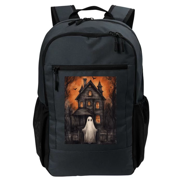 Vintage Ghost Haunted House Halloween Spooky Daily Commute Backpack