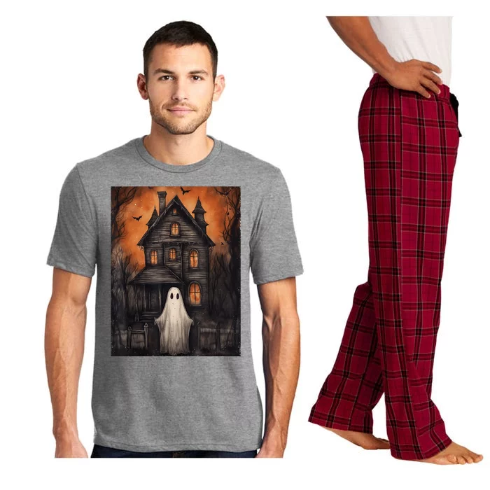 Vintage Ghost Haunted House Halloween Spooky Pajama Set