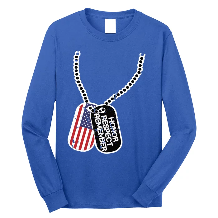 Veteran Gift Honor Respect Remember Vintage American Flag Gift Long Sleeve Shirt