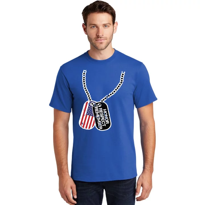 Veteran Gift Honor Respect Remember Vintage American Flag Gift Tall T-Shirt