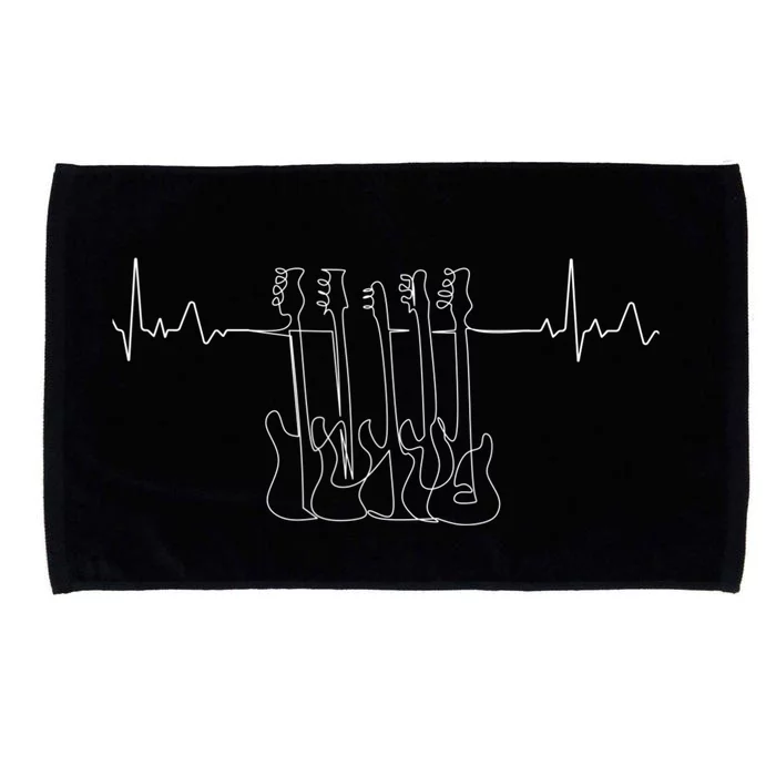 Vintage Guitar Heartbeat For Music Band Guitarist Stuff Microfiber Hand Towel