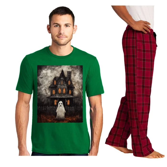 Vintage Ghost Haunted House Midnight Halloween Ghost Spooky Pajama Set