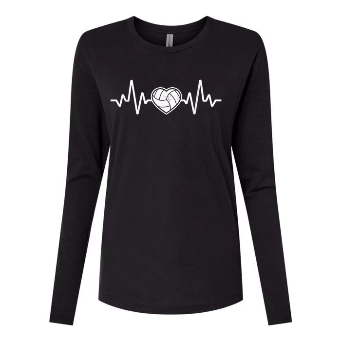 Volleyball Gifts Heartbeat Womens Cotton Relaxed Long Sleeve T-Shirt