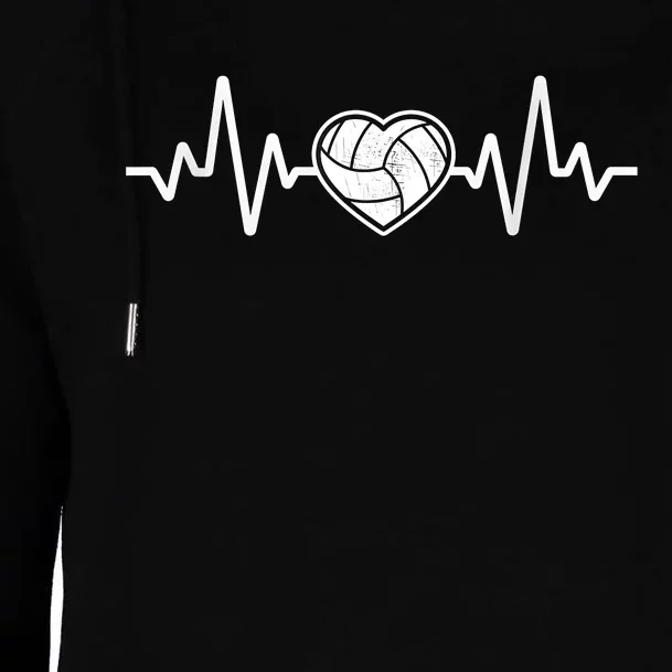 Volleyball Gifts Heartbeat Womens Funnel Neck Pullover Hood