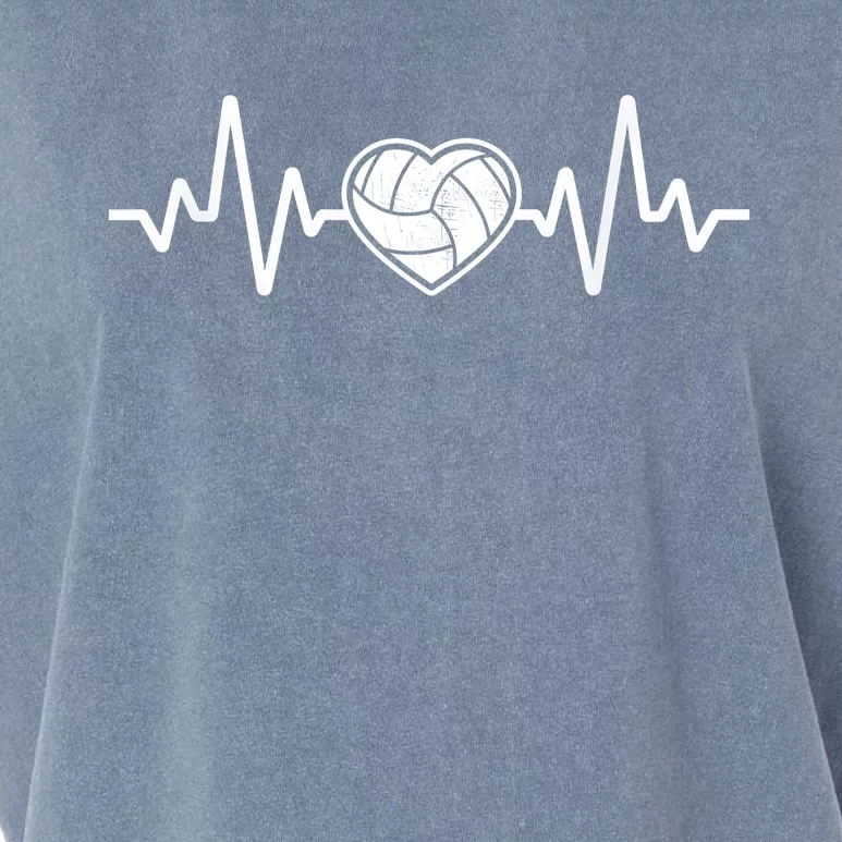 Volleyball Gifts Heartbeat Garment-Dyed Women's Muscle Tee