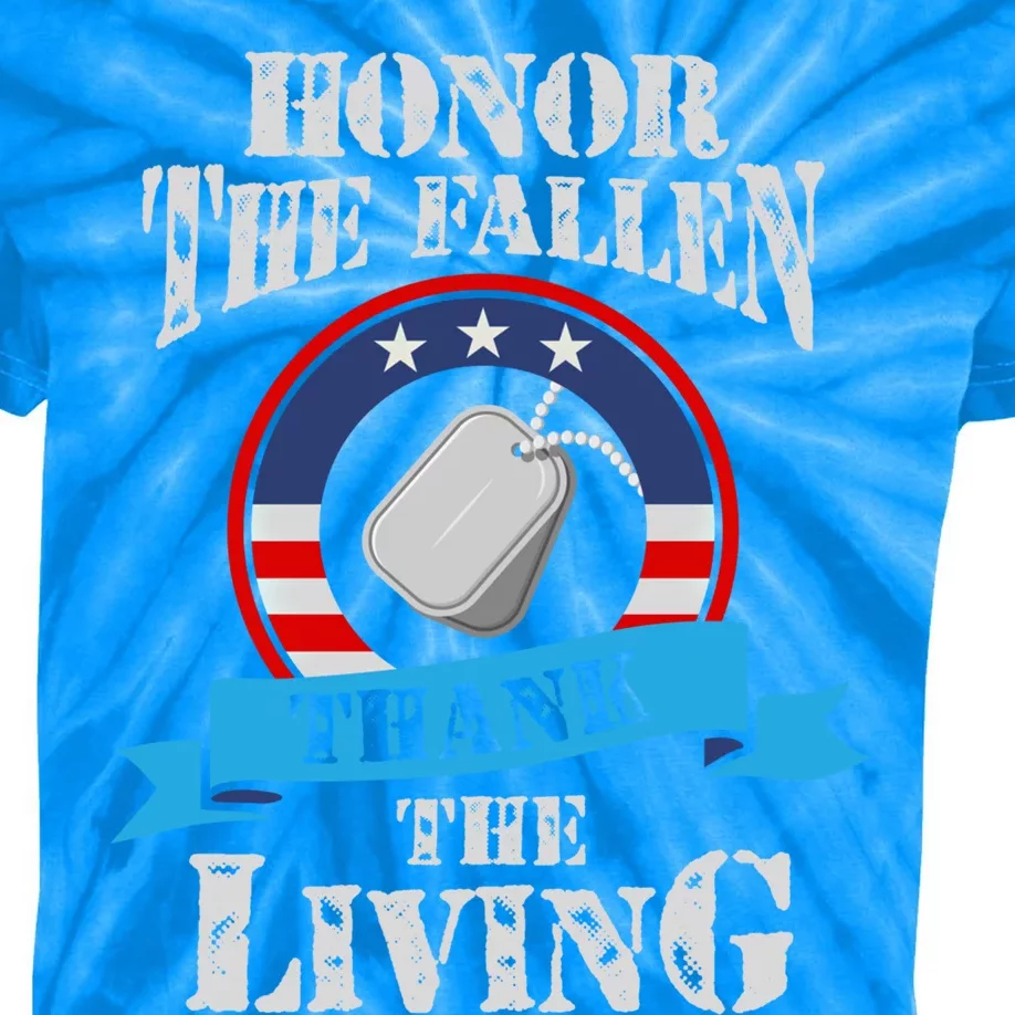 Veteran Gift Honor The Fallen Thank The Living Gift Kids Tie-Dye T-Shirt