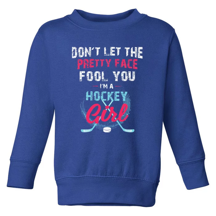 Vintage Girl Hockey Gift Ice Hockey Players Toddler Sweatshirt