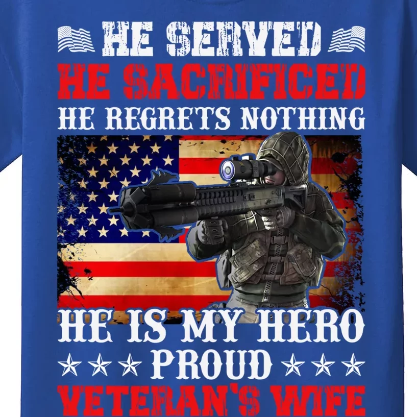 Veterans Gift He Is My Hero Proud Veteran's Wife Gift Kids T-Shirt