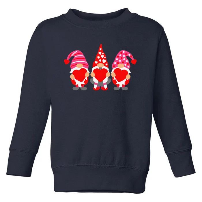 Valentine Gnomes Holding Hearts Valentine's Day Gnome Love Cute Toddler Sweatshirt