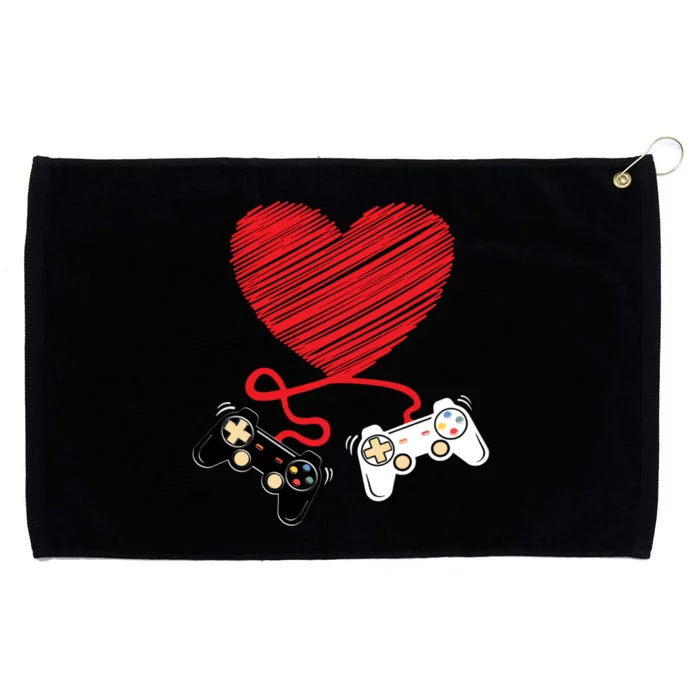 Video Gamer Heart Controllers Valentines Day Boy Girl Grommeted Golf Towel