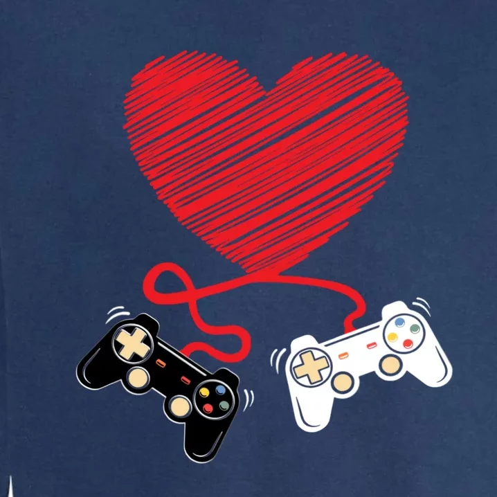 Video Gamer Heart Controllers Valentines Day Boy Girl Garment-Dyed Sweatshirt