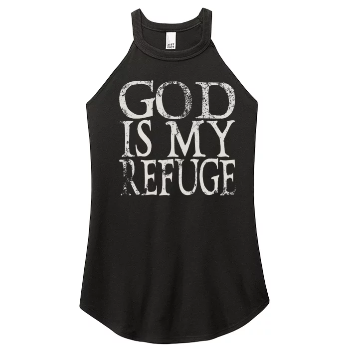 vintage God Is My Refuge Jesus Christian Bible Women’s Perfect Tri Rocker Tank