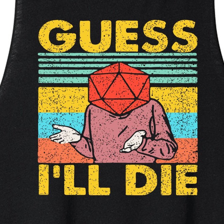 Vintage Guess I'll Die Dungeon Funny Nerdy Gamer D20 Women’s Racerback Cropped Tank