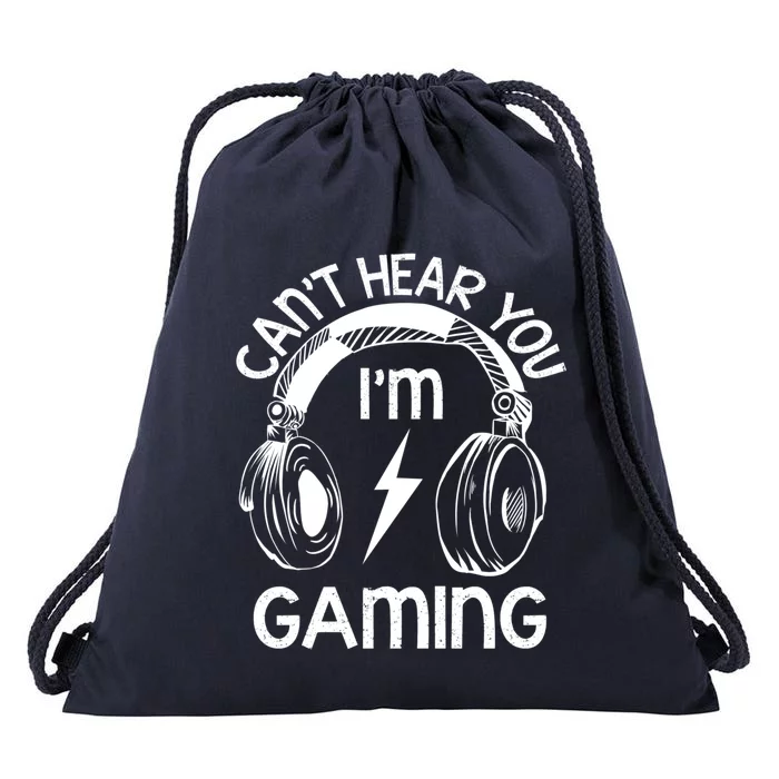 Vintage Gamer Idea Can't Hear You I'm Gaming Gift Drawstring Bag