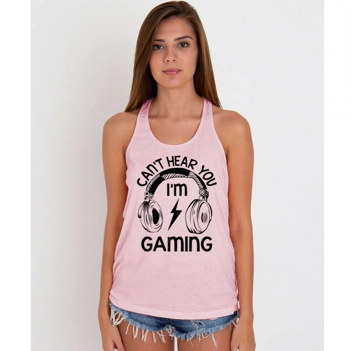 Vintage Gamer Idea Can't Hear You I'm Gaming Gift Women's Knotted Racerback Tank