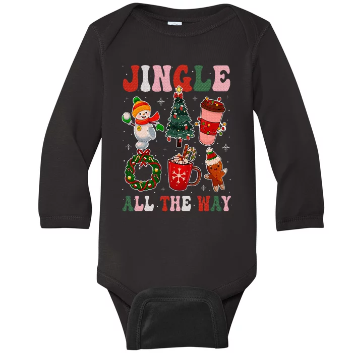 Vintage Groovy Jingle All The Way Christmas Family Pajama Baby Long Sleeve Bodysuit