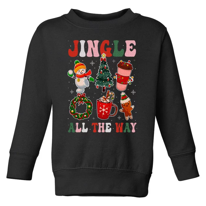 Vintage Groovy Jingle All The Way Christmas Family Pajama Toddler Sweatshirt