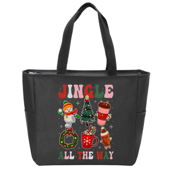 Vintage Groovy Jingle All The Way Christmas Family Pajama Zip Tote Bag