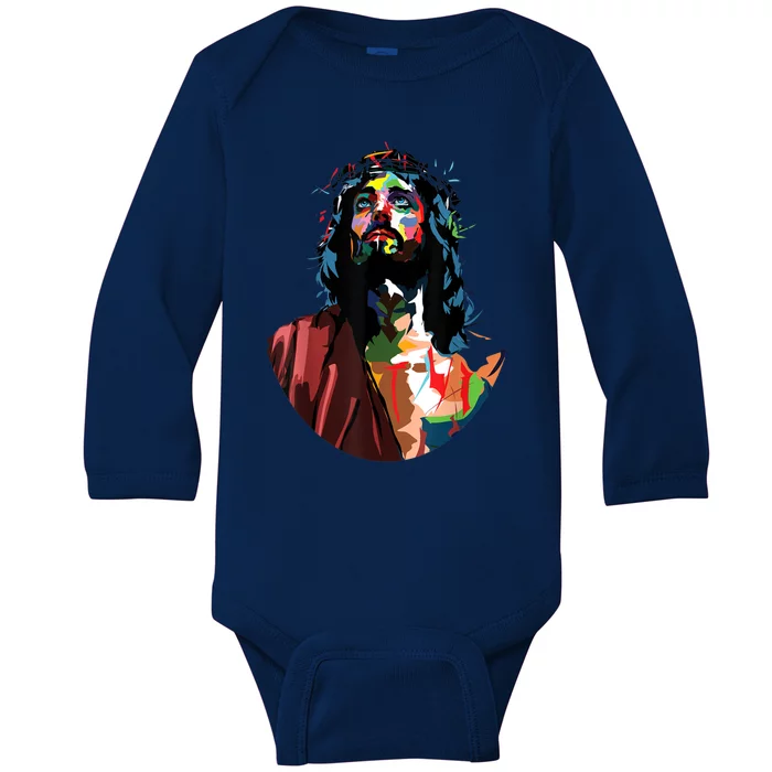 Vintage Got King Jesus Christ Sweet Face Image Baby Long Sleeve Bodysuit