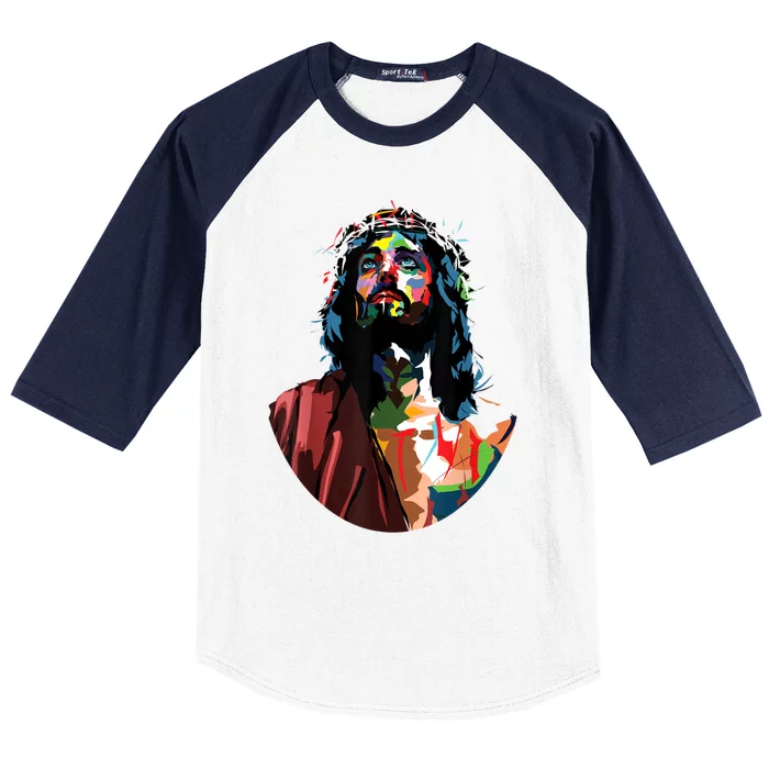 Vintage Got King Jesus Christ Sweet Face Image Baseball Sleeve Shirt