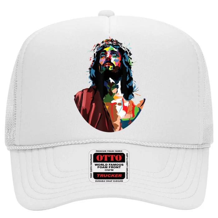 Vintage Got King Jesus Christ Sweet Face Image High Crown Mesh Trucker Hat