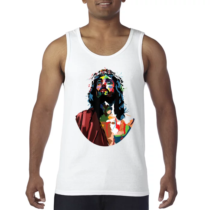 Vintage Got King Jesus Christ Sweet Face Image Tank Top