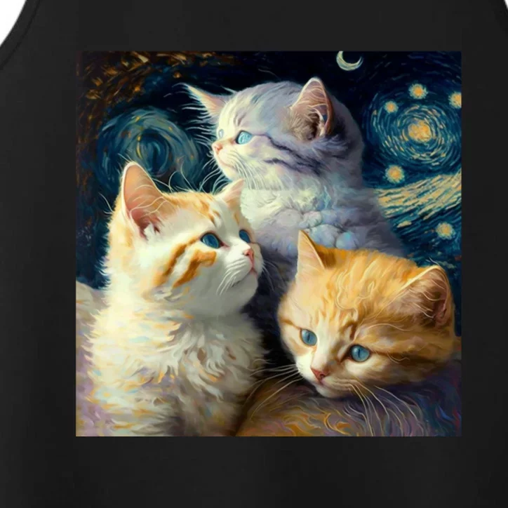 Van Gogh Kittens Art Style Cat Performance Tank