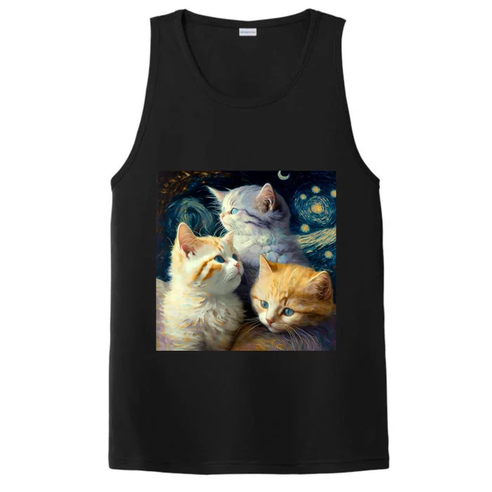 Van Gogh Kittens Art Style Cat Performance Tank