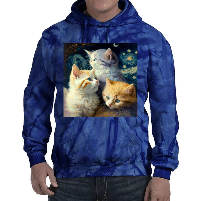 Van Gogh Kittens Art Style Cat Tie Dye Hoodie