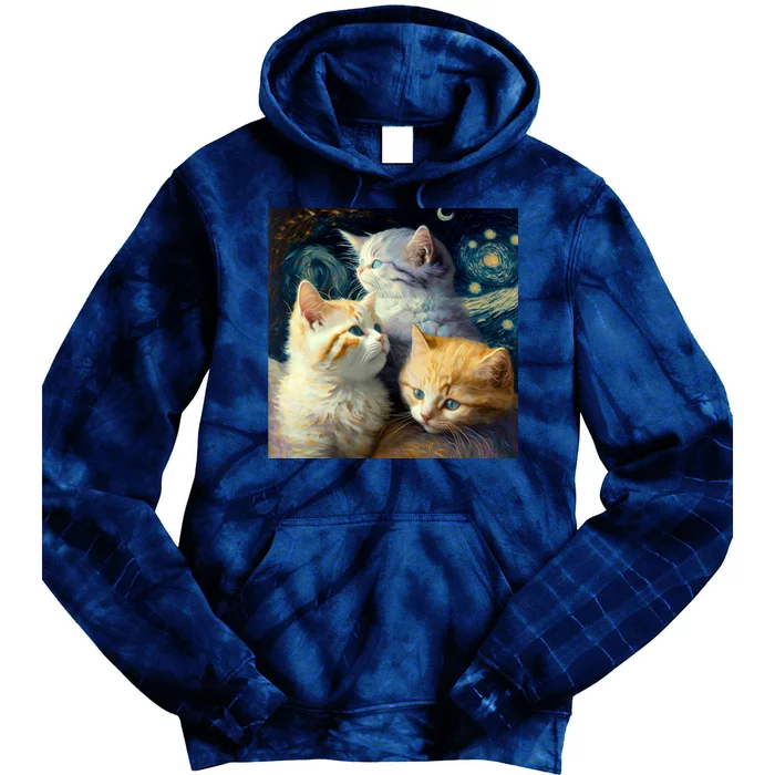 Van Gogh Kittens Art Style Cat Tie Dye Hoodie