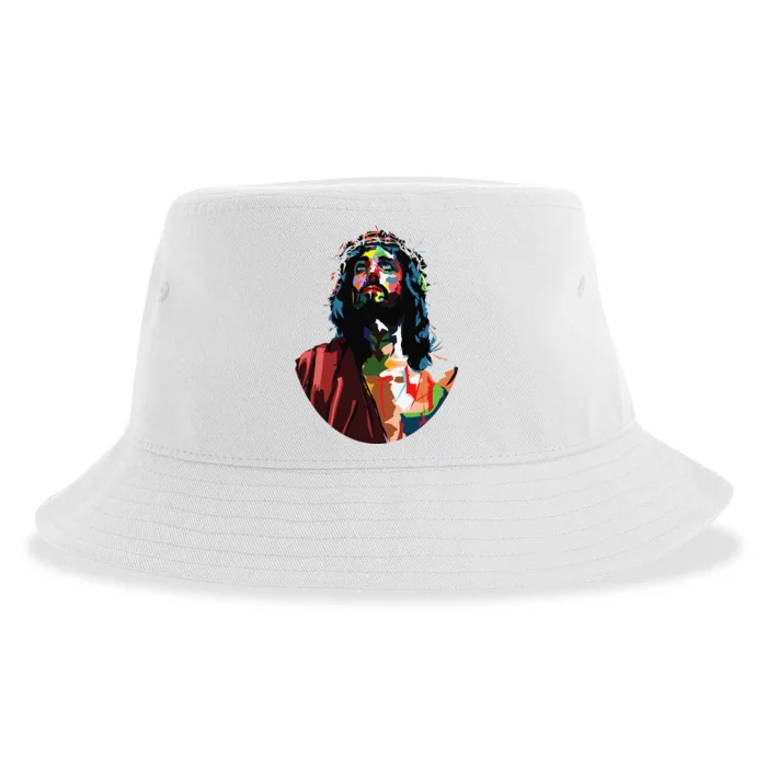 Vintage Got King Jesus Christ Sweet Face Image Sustainable Bucket Hat