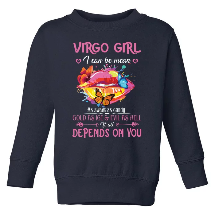 Virgo Girl Lips August September Queen Cool Birthday Zodiac Toddler Sweatshirt