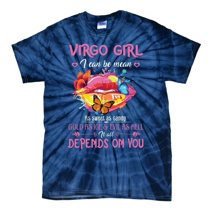 Virgo Girl Lips August September Queen Cool Birthday Zodiac Tie-Dye T-Shirt