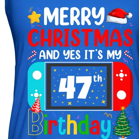 Video Game Lover Merry Christmas Yes ItS My 47th Birthday Gift Ladies Essential Flowy Tank