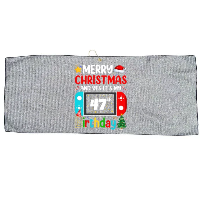 Video Game Lover Merry Christmas Yes ItS My 47th Birthday Gift Large Microfiber Waffle Golf Towel