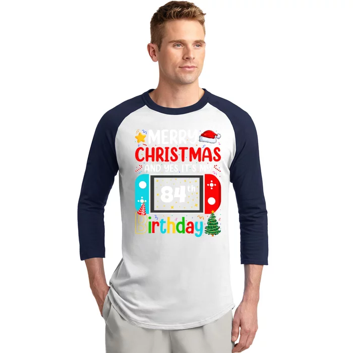 Video Game Lover Merry Christmas Yes ItS My 84th Birthday Gift Baseball Sleeve Shirt