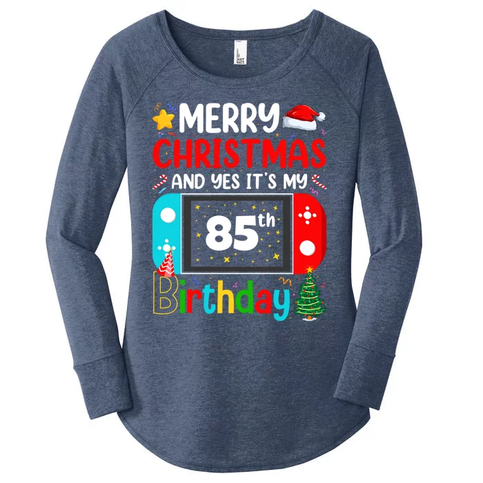 Video Game Lover Merry Christmas Yes ItS My 85th Birthday Gift Women's Perfect Tri Tunic Long Sleeve Shirt