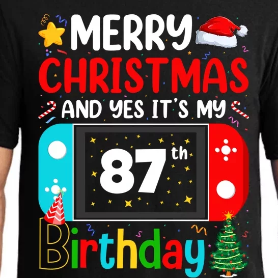 Video Game Lover Merry Christmas Yes ItS My 87th Birthday Gift Pajama Set