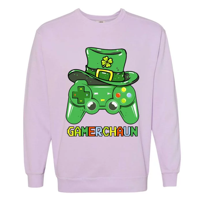 Video Game Leprechaun St Patricks Day Gamer S Gaming Garment-Dyed Sweatshirt