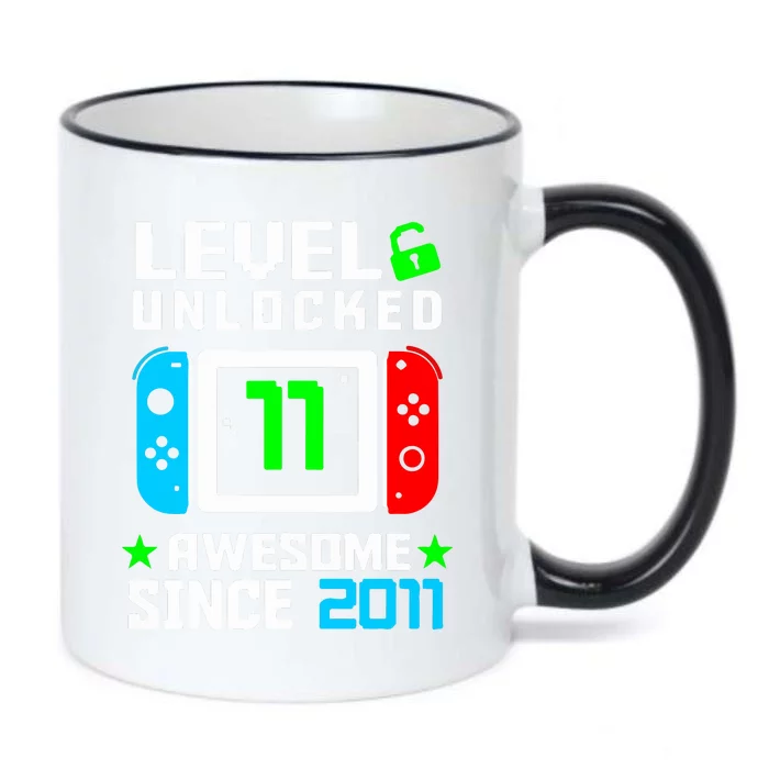 Video Game Level 11 Unlocked 11th Birthday Black Color Changing Mug