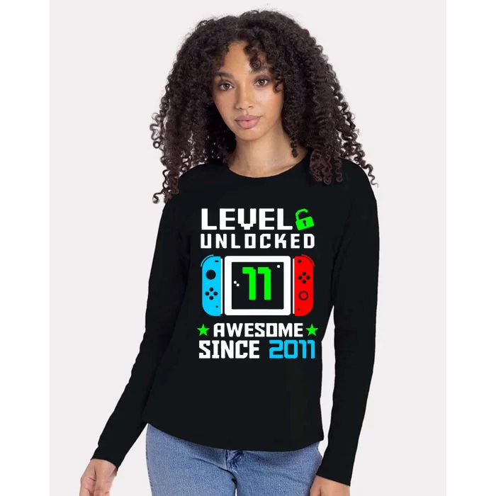 Video Game Level 11 Unlocked 11th Birthday Womens Cotton Relaxed Long Sleeve T-Shirt