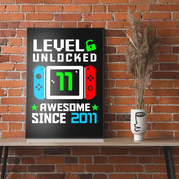 Video Game Level 11 Unlocked 11th Birthday Poster