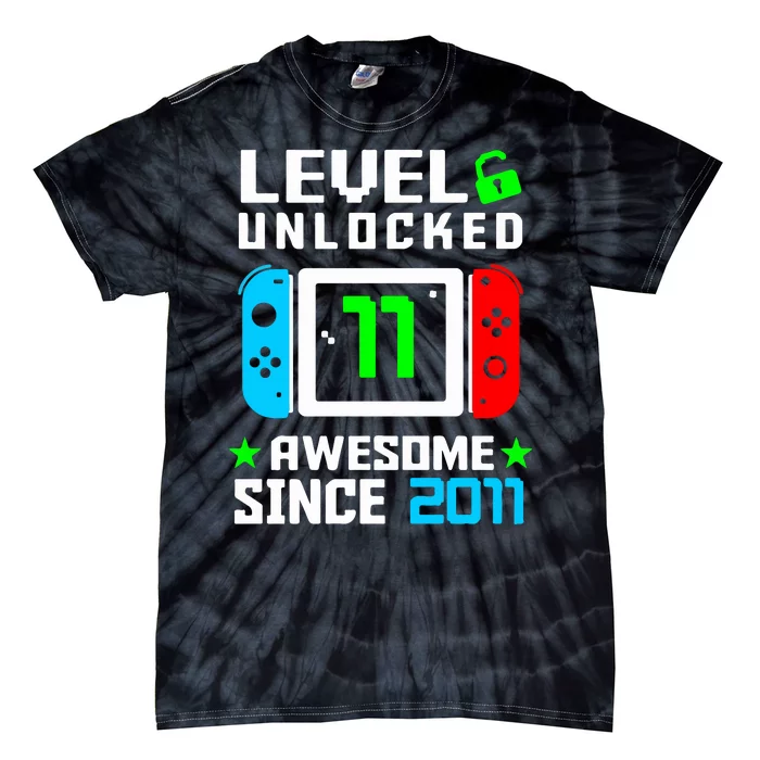 Video Game Level 11 Unlocked 11th Birthday Tie-Dye T-Shirt