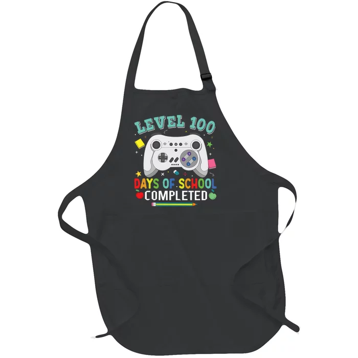 Video Game Level 100 Days Of School Completed Full-Length Apron With Pocket