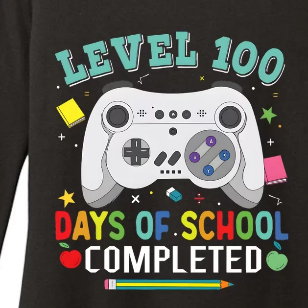 Video Game Level 100 Days Of School Completed Womens CVC Long Sleeve Shirt